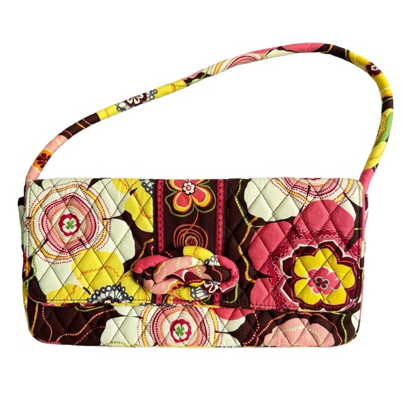 Vera Bradley NWOT KNOT JUST A CLUTCH Purse 12" Handle brown floral quilted boho - Picture 1 of 11